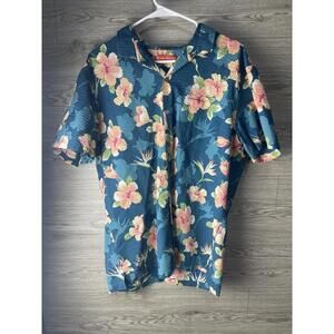 Tori Richard Hawaiian Polo Button Shirt All Over Men's XL
